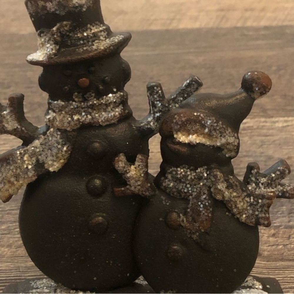 The Christmas Shoppe Glitter Metal Snowmen Stocking Holder EUC